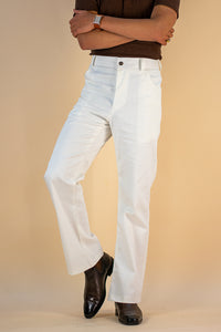 WHITE FLARE STYLE CHINOS TROUSER