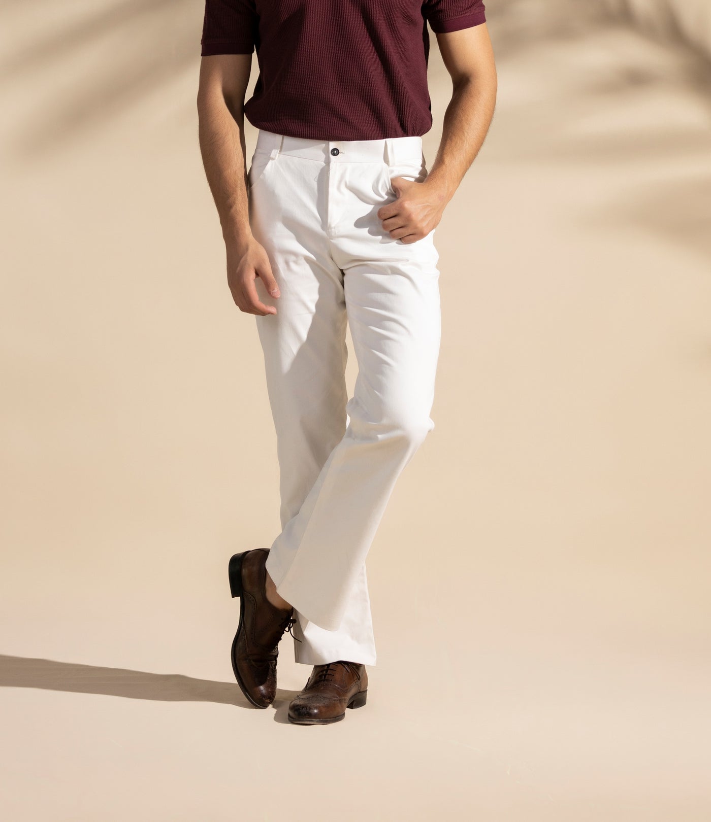 Off White Flare Style Chinos