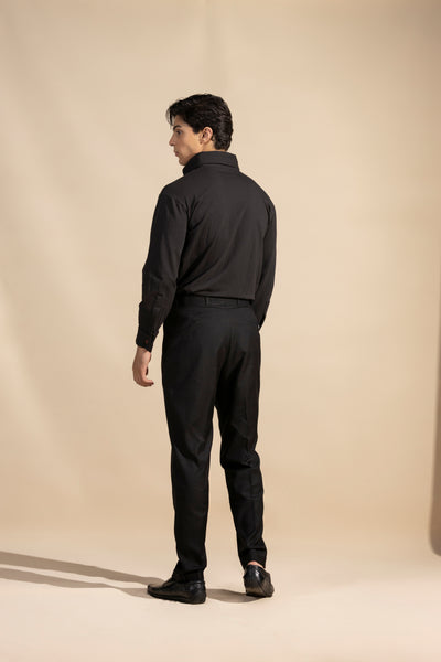 BLACK LONG COLLAR SHIRT