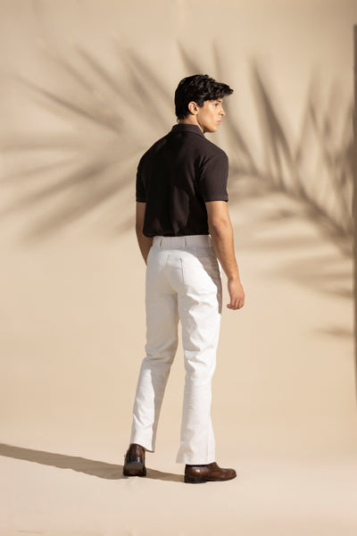 Brown Johnny Collar Waffle Knitted POLO Shirt