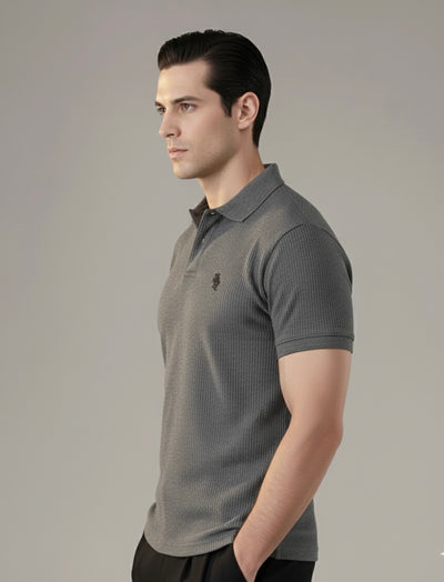 Charcoal Waffle Knitted POLO