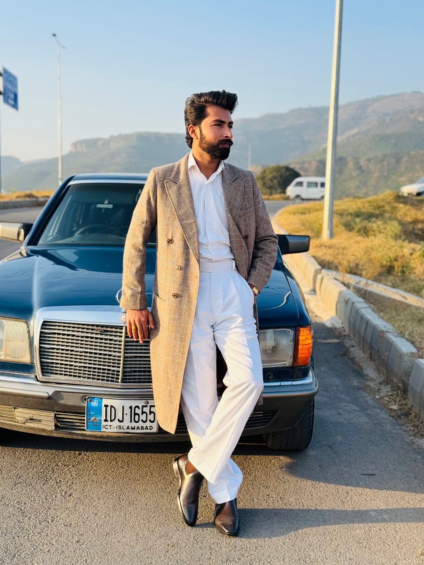 Check Brown Trench Coat - OMH Clothing