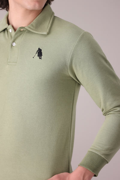 APPLE GREEN FULL SLEEVES POLO - OMH Clothing