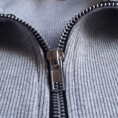 Grey Rib knitted Quarter Zipper - OMH Clothing