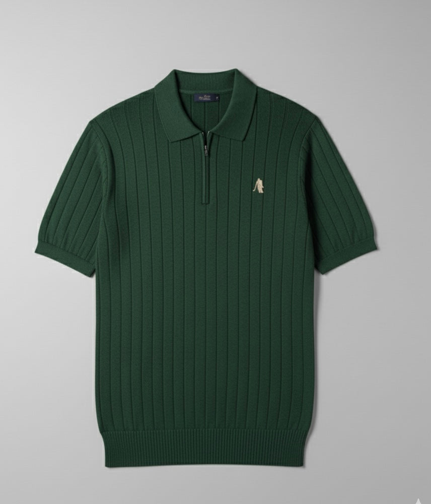 GREEN DROP NEEDLE ZIP POLO SHIRT