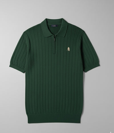 GREEN DROP NEEDLE ZIP POLO SHIRT