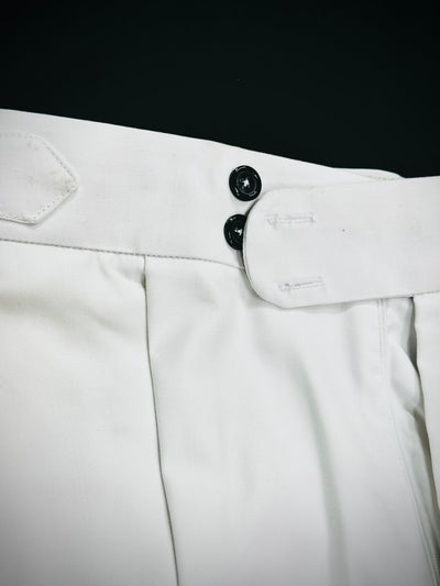 PURE WHITE PLEATED SIDE TAB TROUSER - OMH Clothing