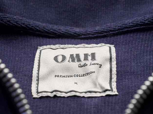 Navy Blue Rib knitted  Zip Polo Top