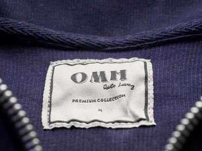 Navy Blue Rib knitted  Zip Polo Top