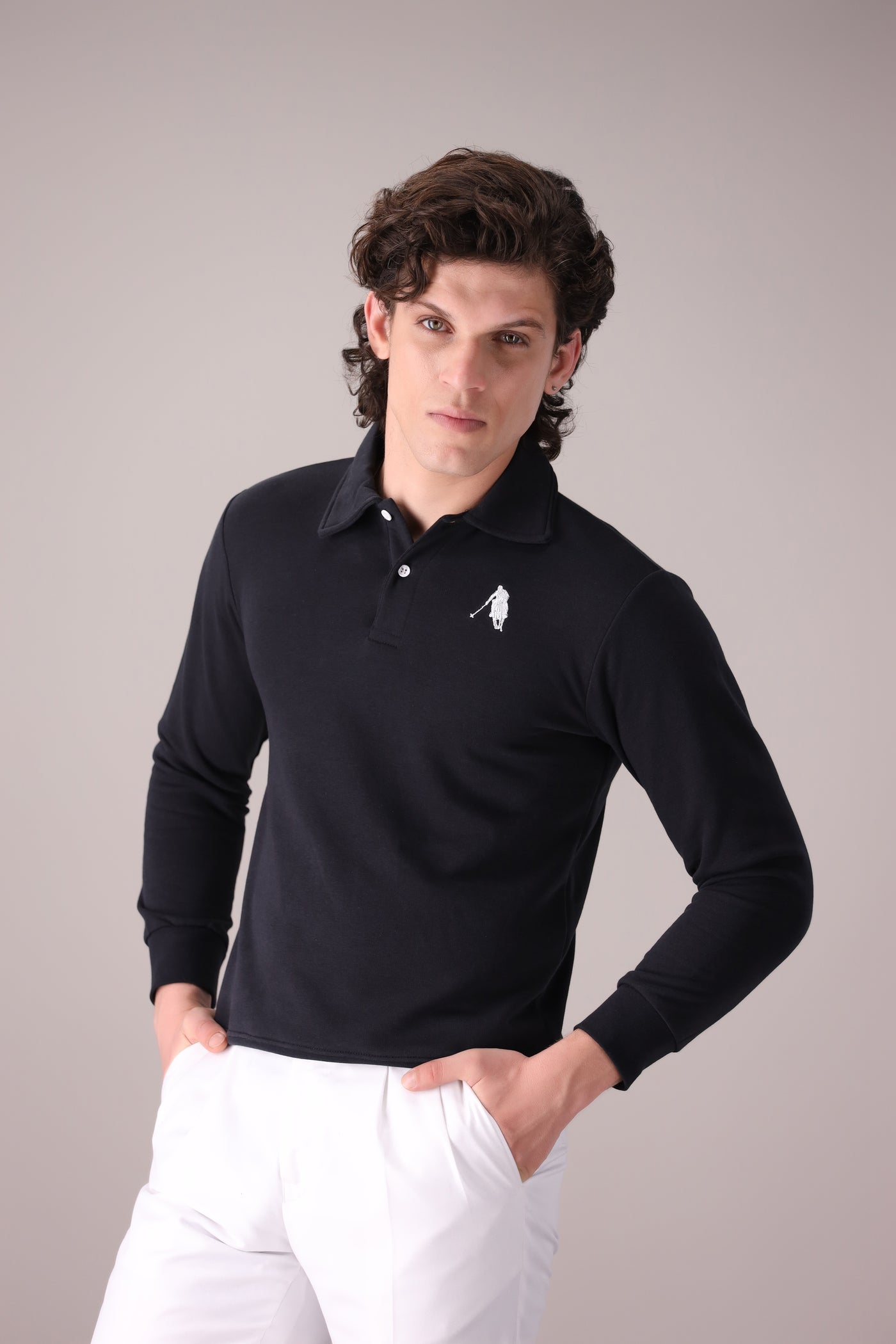 BLACK FULL SLEEVES POLO