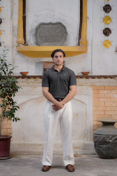 Charcoal Waffle Knitted POLO