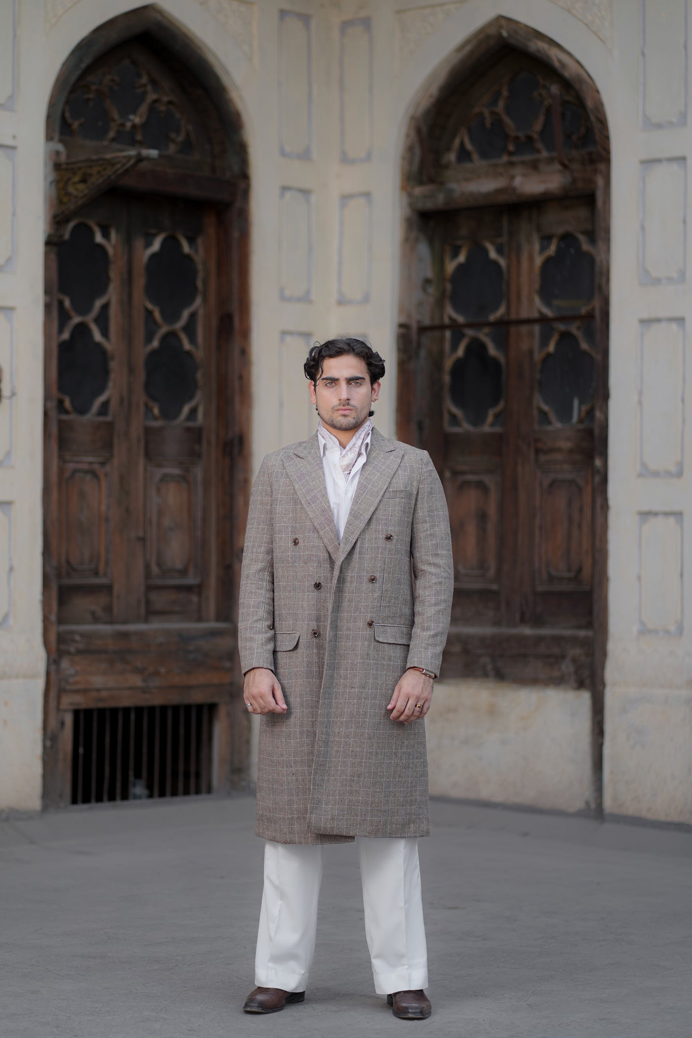 Check Brown Trench Coat