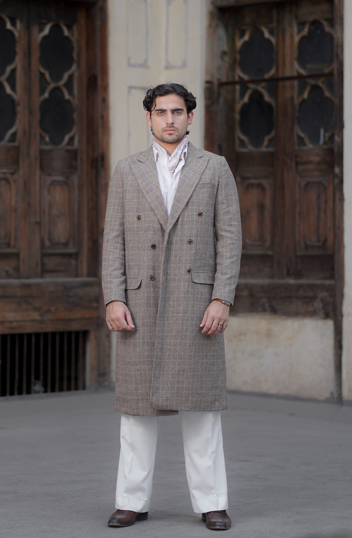 Check Brown Trench Coat