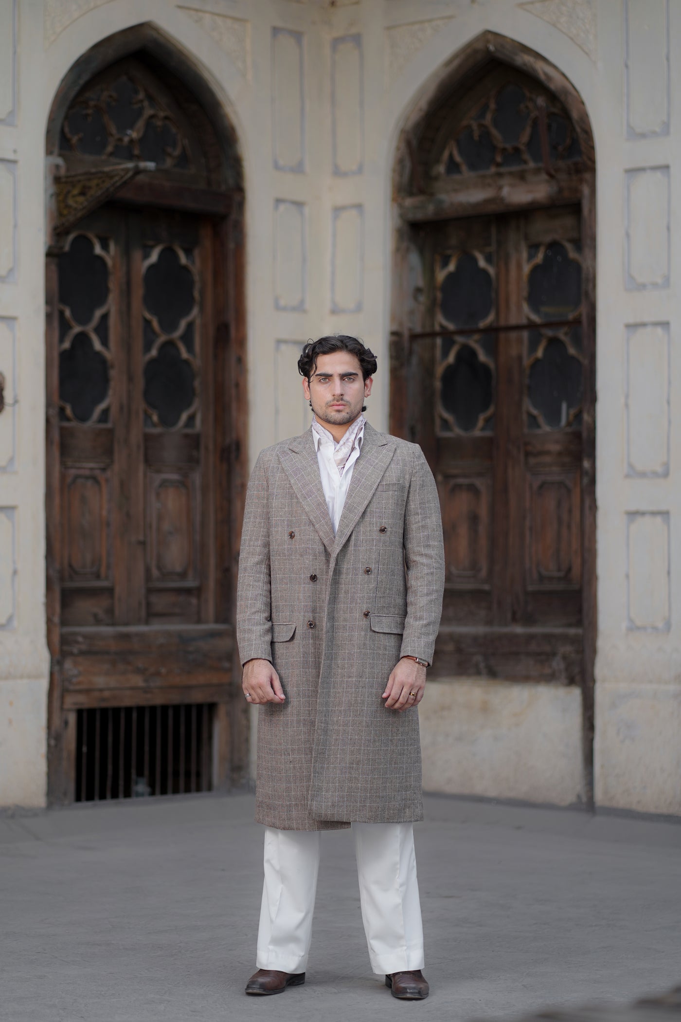 Check Brown Trench Coat