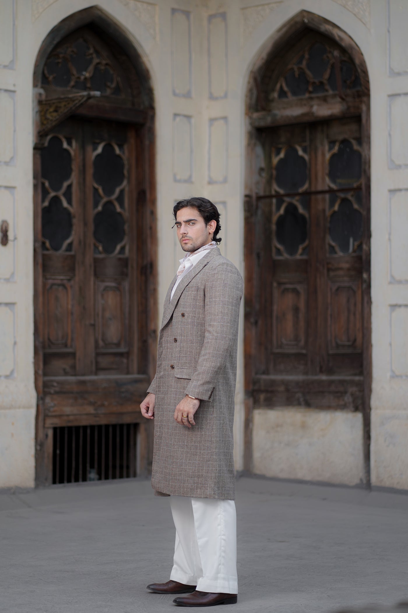 Check Brown Trench Coat