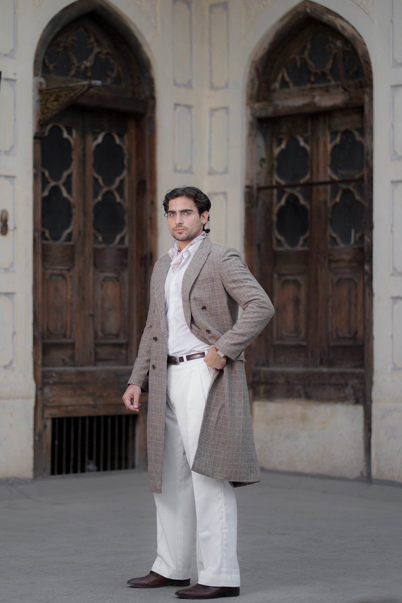 Check Brown Trench Coat