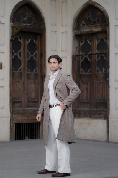 Check Brown Trench Coat