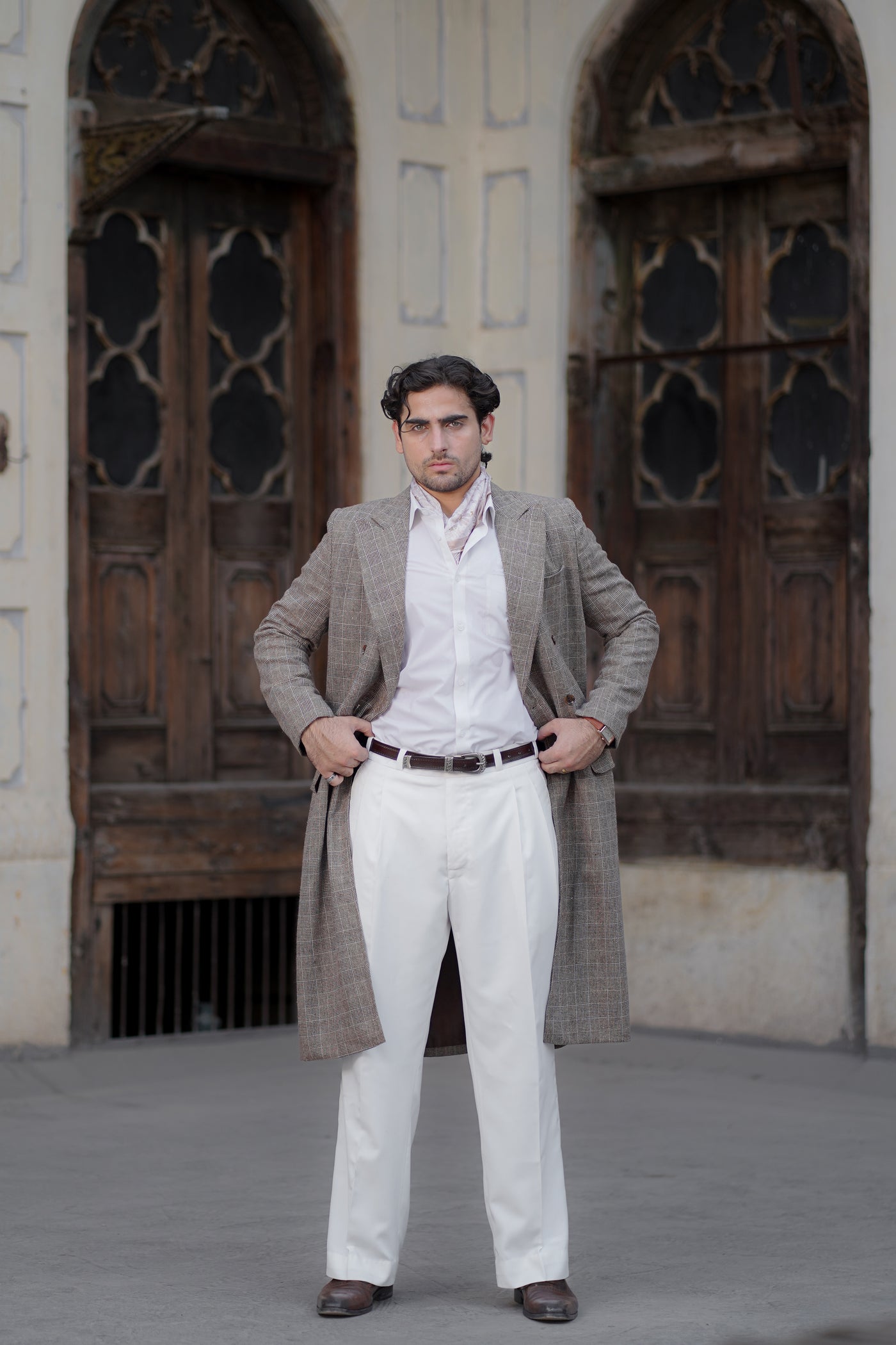 Check Brown Trench Coat