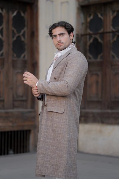 Check Brown Trench Coat