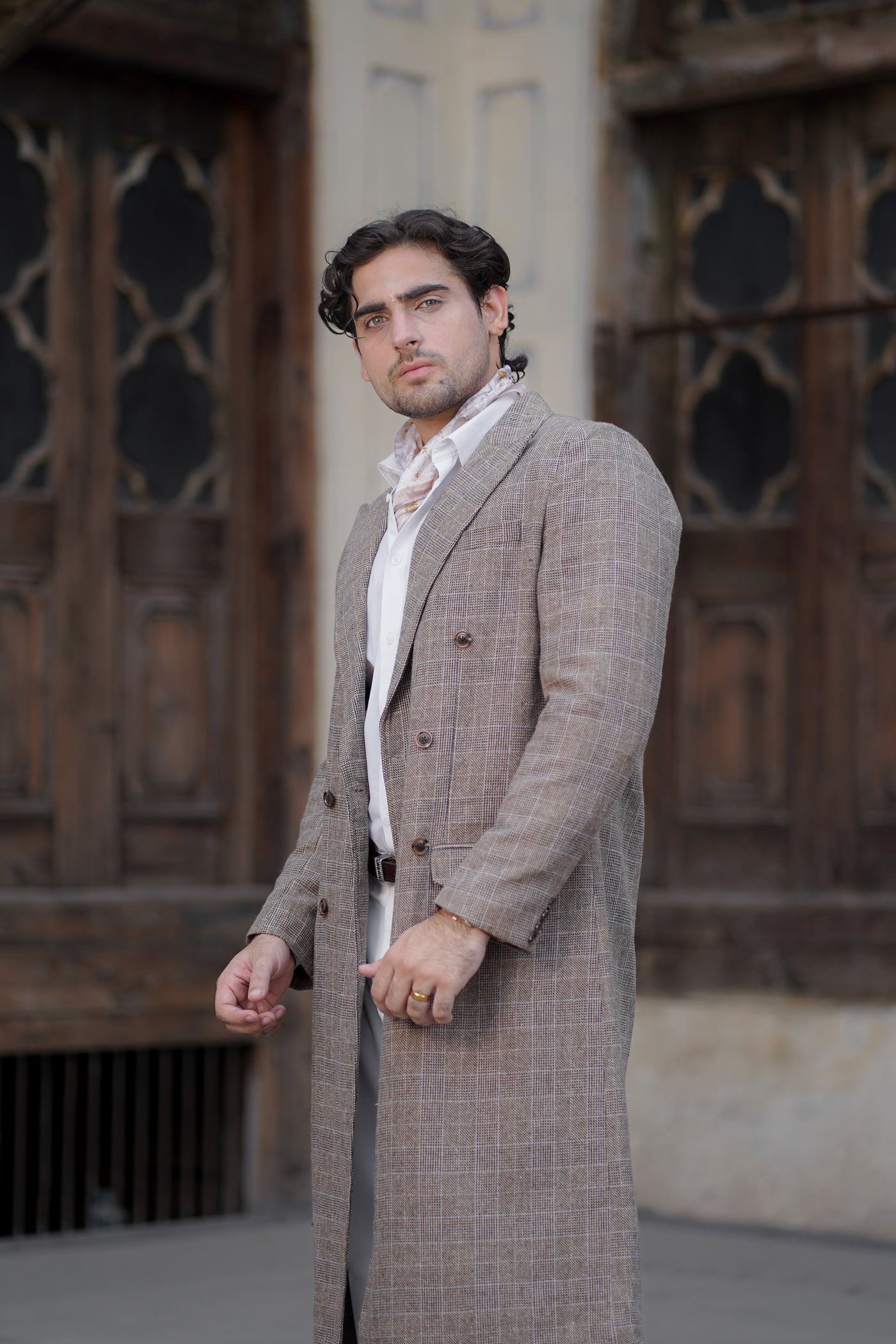 Check Brown Trench Coat
