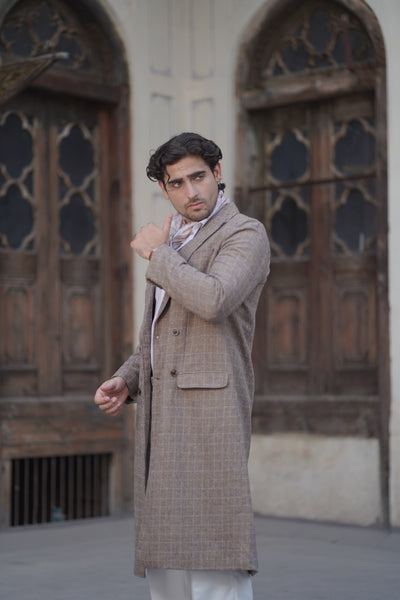 Check Brown Trench Coat