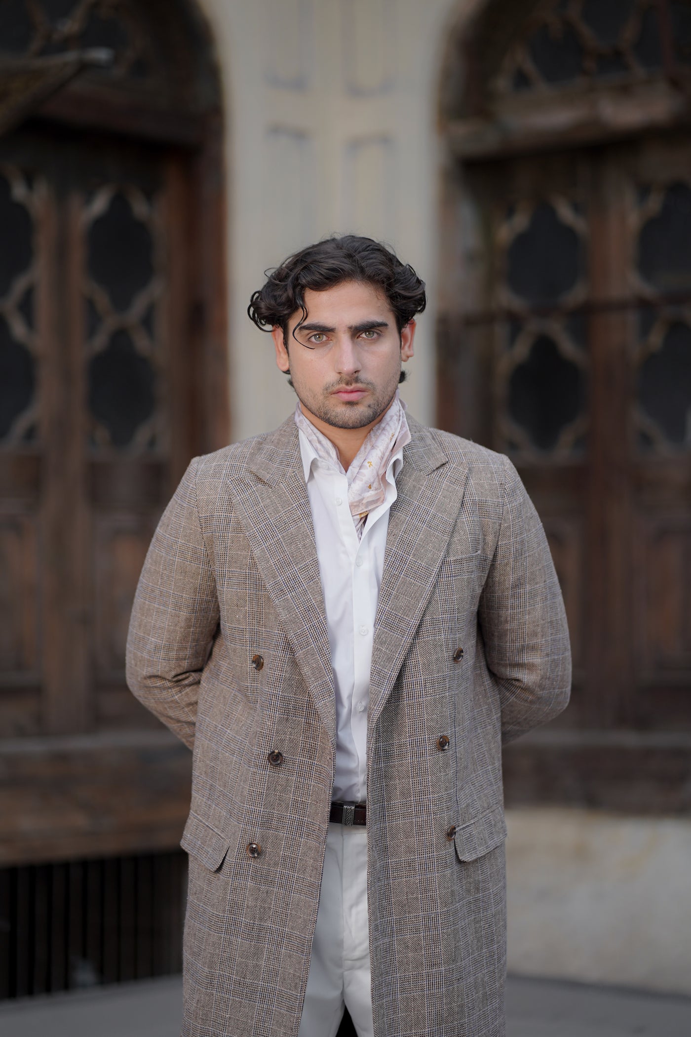 Check Brown Trench Coat