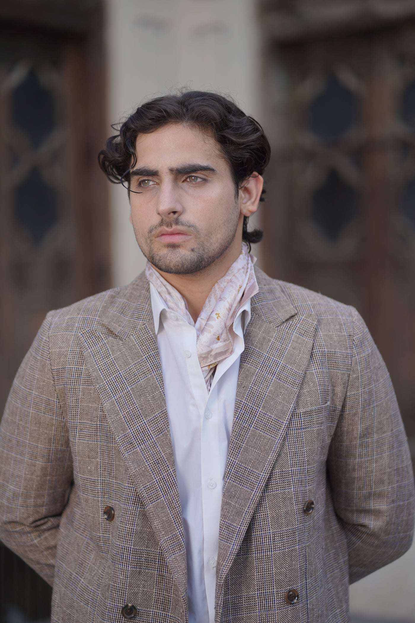 Check Brown Trench Coat