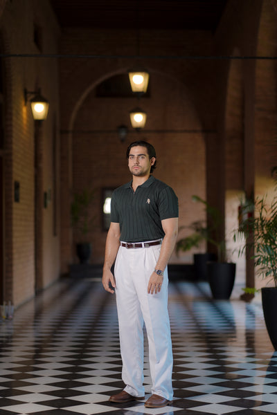 GREEN DROP NEEDLE ZIP POLO SHIRT