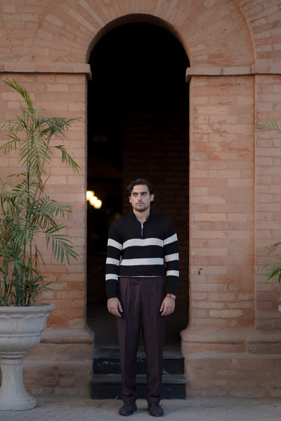 STRIPE ZIPPER SWEATER