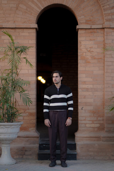 STRIPE ZIPPER SWEATER
