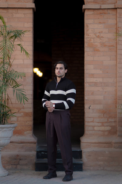 STRIPE ZIPPER SWEATER