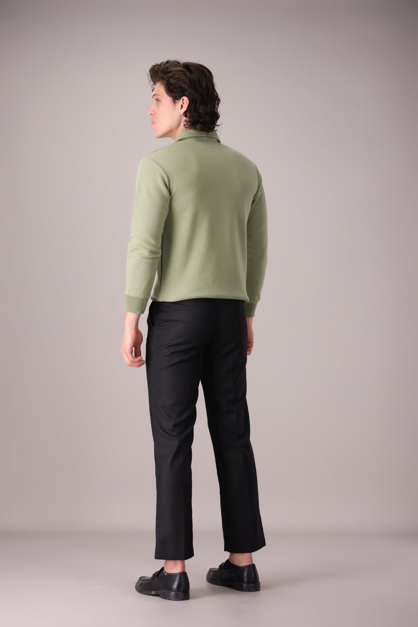 APPLE GREEN FULL SLEEVES POLO - OMH Clothing