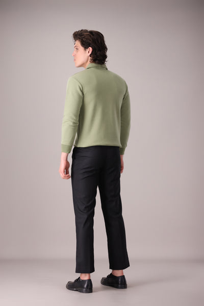 APPLE GREEN FULL SLEEVES POLO - OMH Clothing