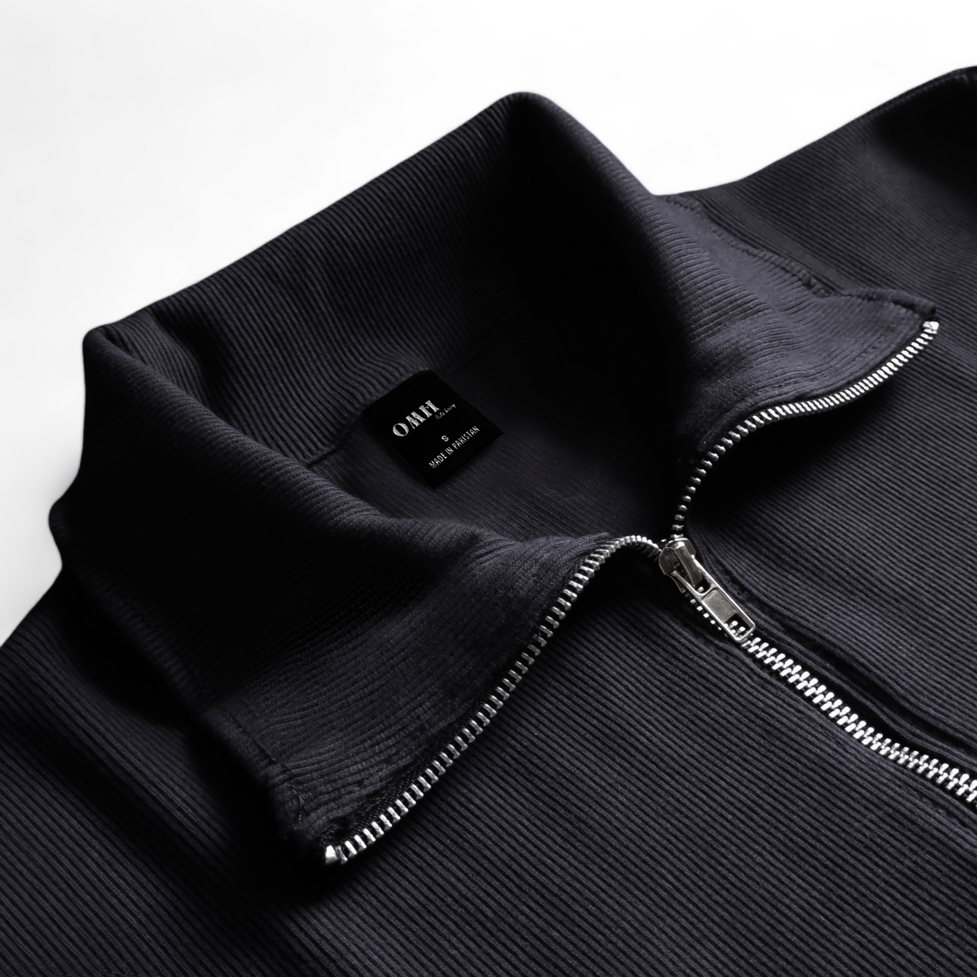Black Rib Knitted Quarter Zipper - OMH Clothing