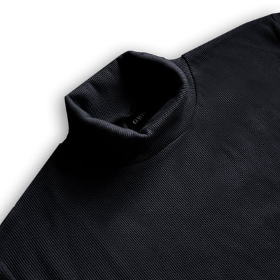 Melange Dark Grey Turtleneck Rib Knitted Shirt - OMH Clothing