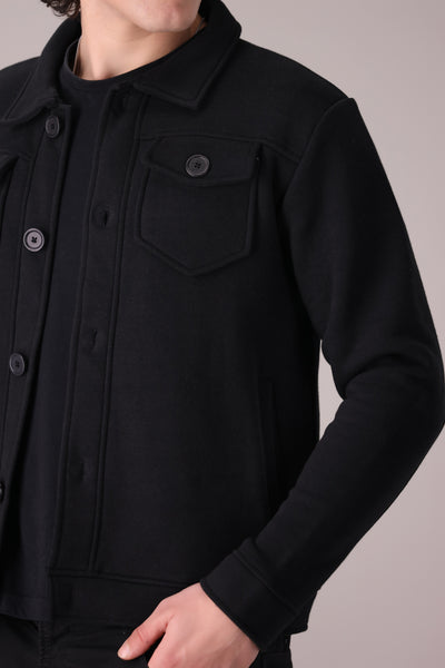 Black Fleece Trucker Jacket - OMH Clothing