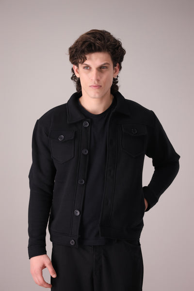 Black Fleece Trucker Jacket - OMH Clothing