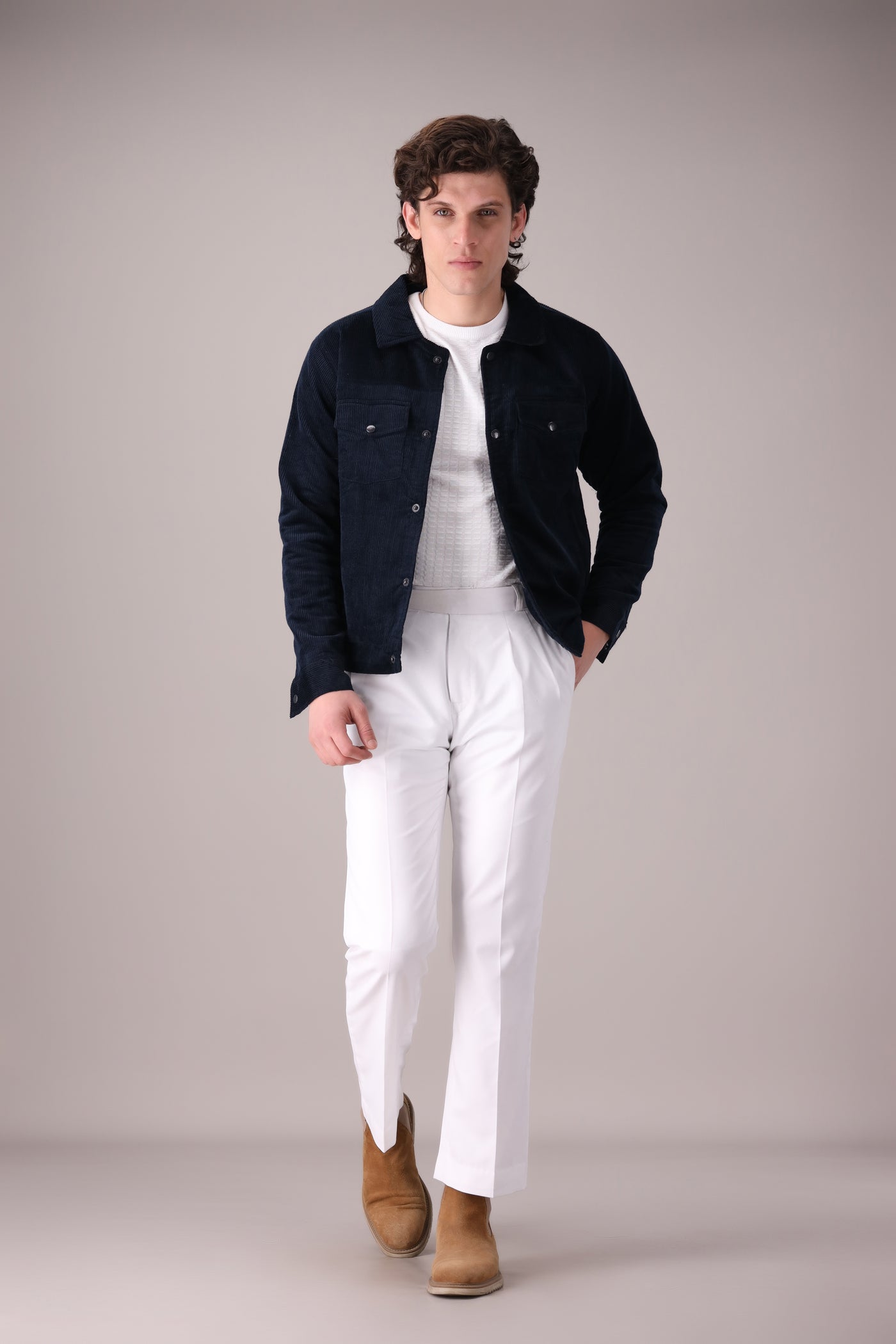 Navy Blue Corduroy Jacket - OMH Clothing