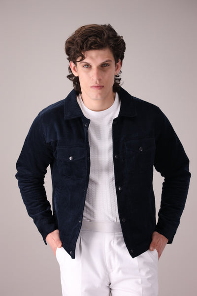 Navy Blue Corduroy Jacket - OMH Clothing