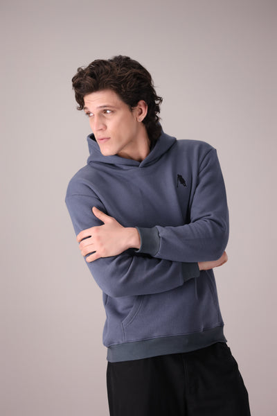 GREY FLEECE BASIC HOODIE - OMH Clothing