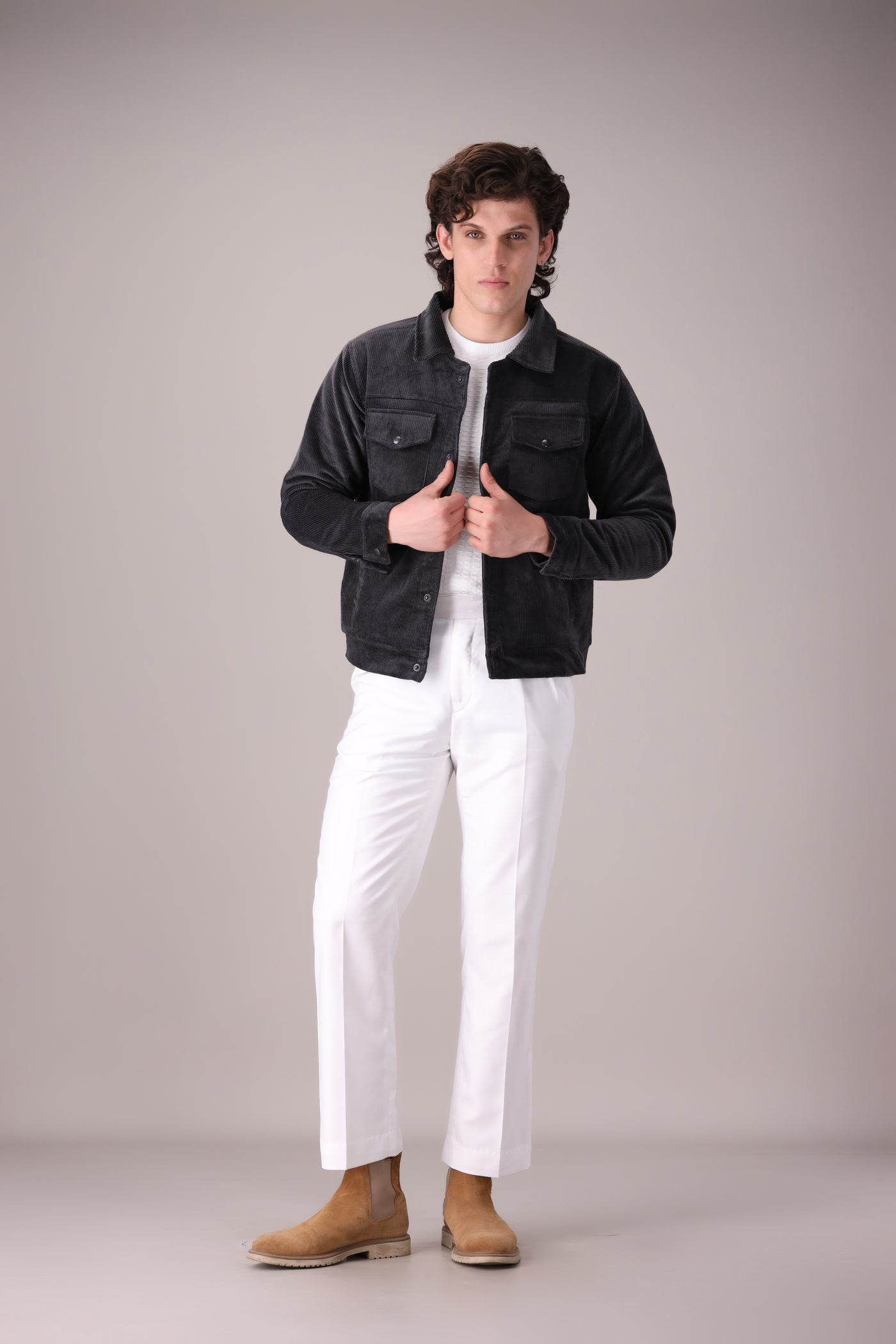 Dark Grey Corduroy Jacket - OMH Clothing