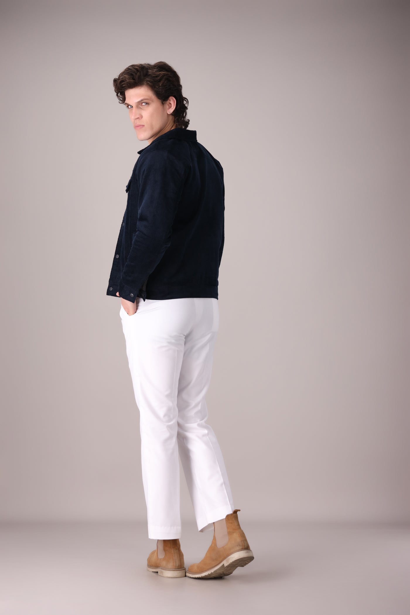 Navy Blue Corduroy Jacket - OMH Clothing