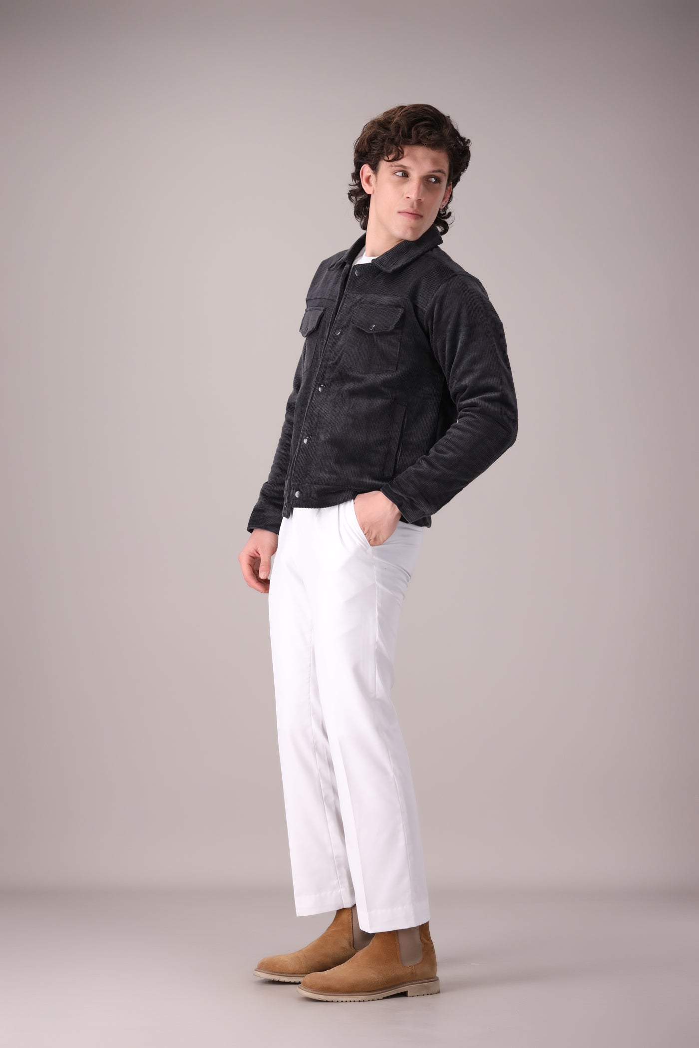 Dark Grey Corduroy Jacket - OMH Clothing