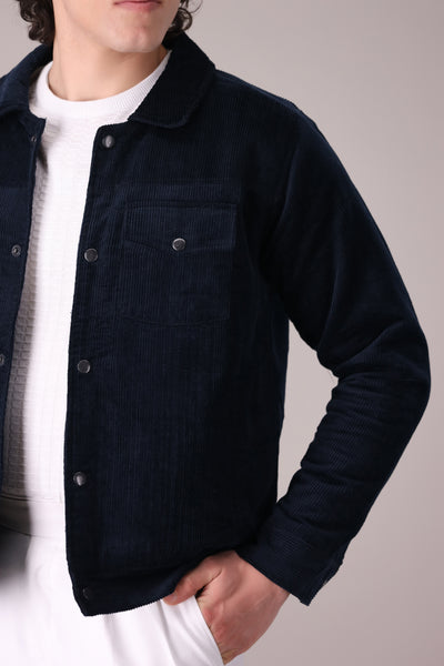 Navy Blue Corduroy Jacket - OMH Clothing