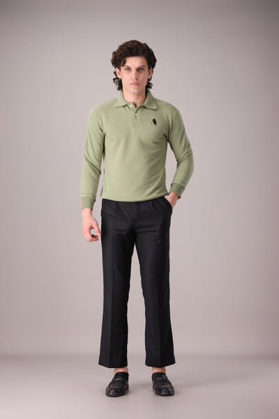 APPLE GREEN FULL SLEEVES POLO - OMH Clothing