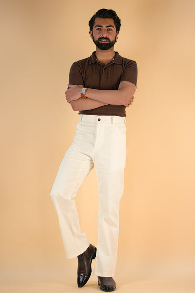 WHITE FLARE STYLE CHINOS TROUSER
