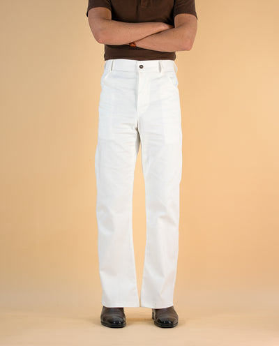 WHITE FLARE STYLE CHINOS TROUSER