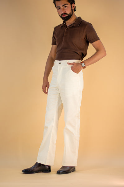WHITE FLARE STYLE CHINOS TROUSER