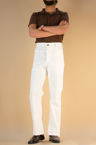 WHITE FLARE STYLE CHINOS TROUSER