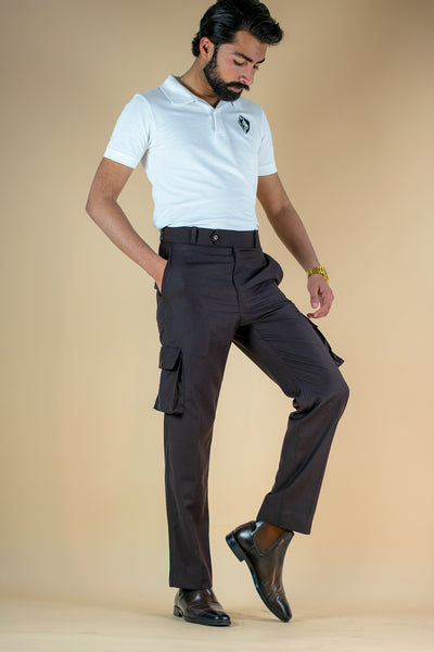 DARK BROWN CARGO STYLE ITALIAN TROUSER - OMH Clothing